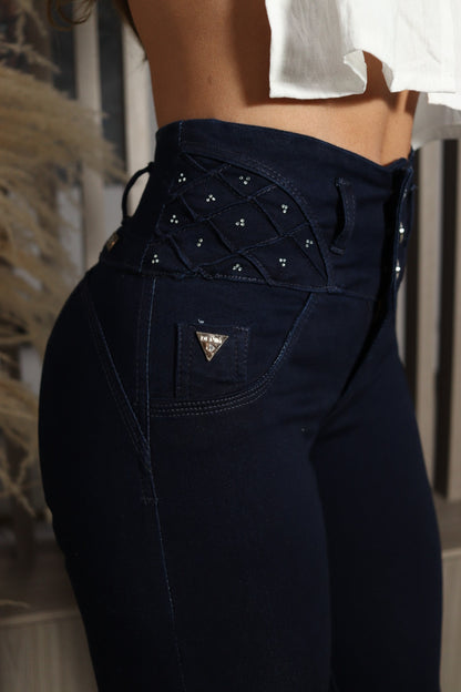 Jean skinny pretina ancha azul oscuro PREMIUM (Ref 38- 02)