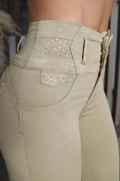 Jean skinny caqui pretina ancha PREMIUM (Ref 40-06)