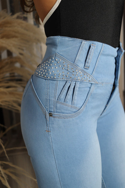 Jean azul claro skinny pretina ancha PREMIUM (39-02)