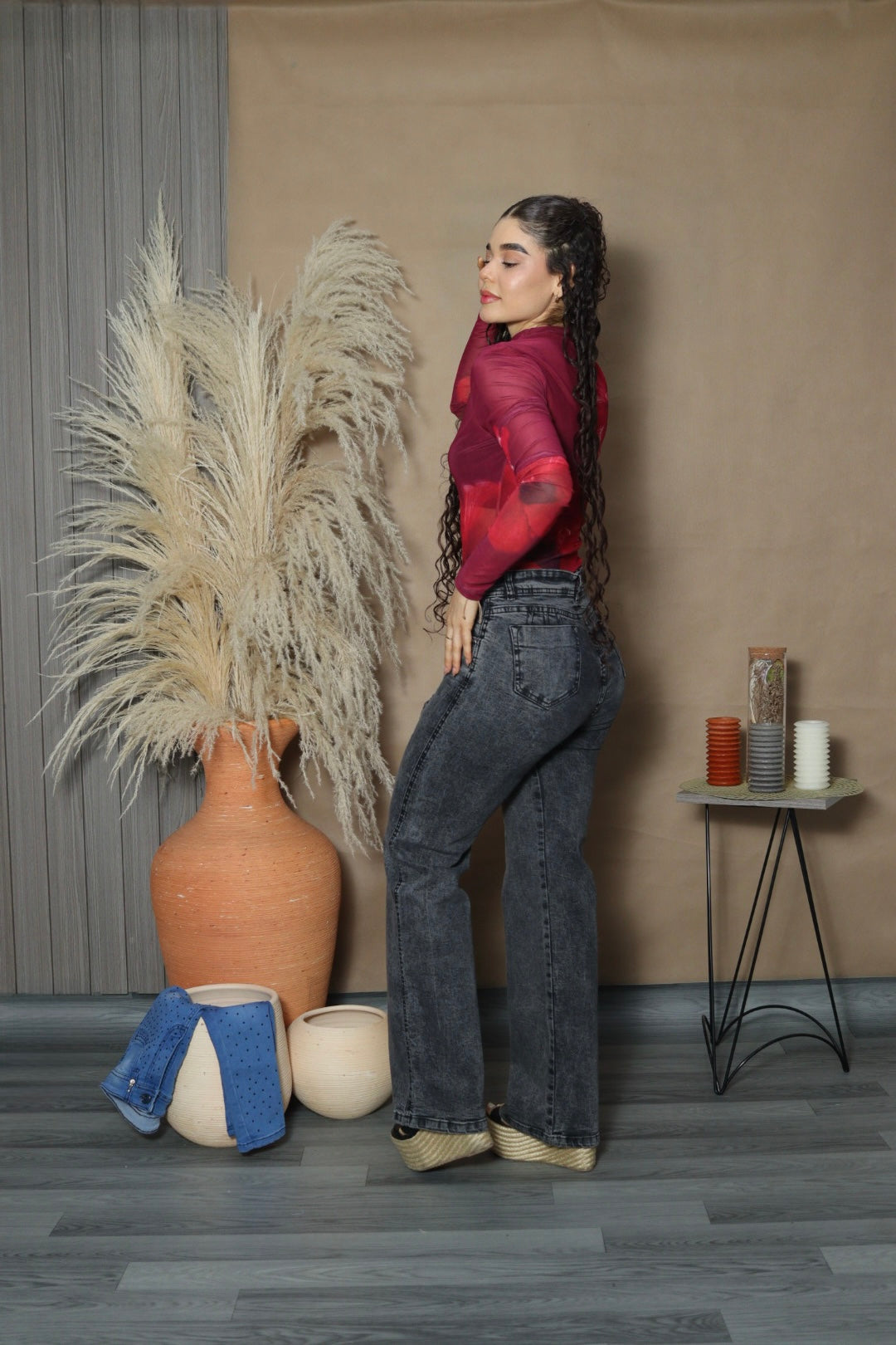 Jean gris corazones pedrería straight fit ( ref 12-04)