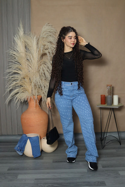 Jean azul claro manualidad tendencia palazzo (Ref 16-01)