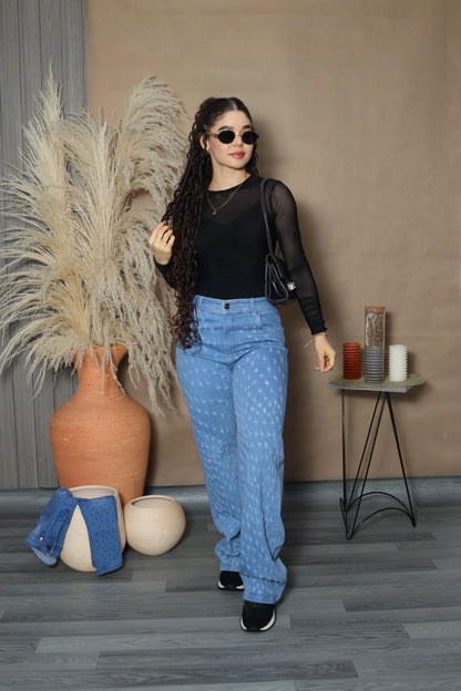 Jean azul claro manualidad tendencia palazzo (Ref 16-01)