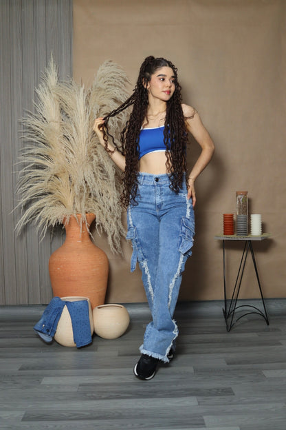 Jean azul claro cargo  (Ref 19-02)