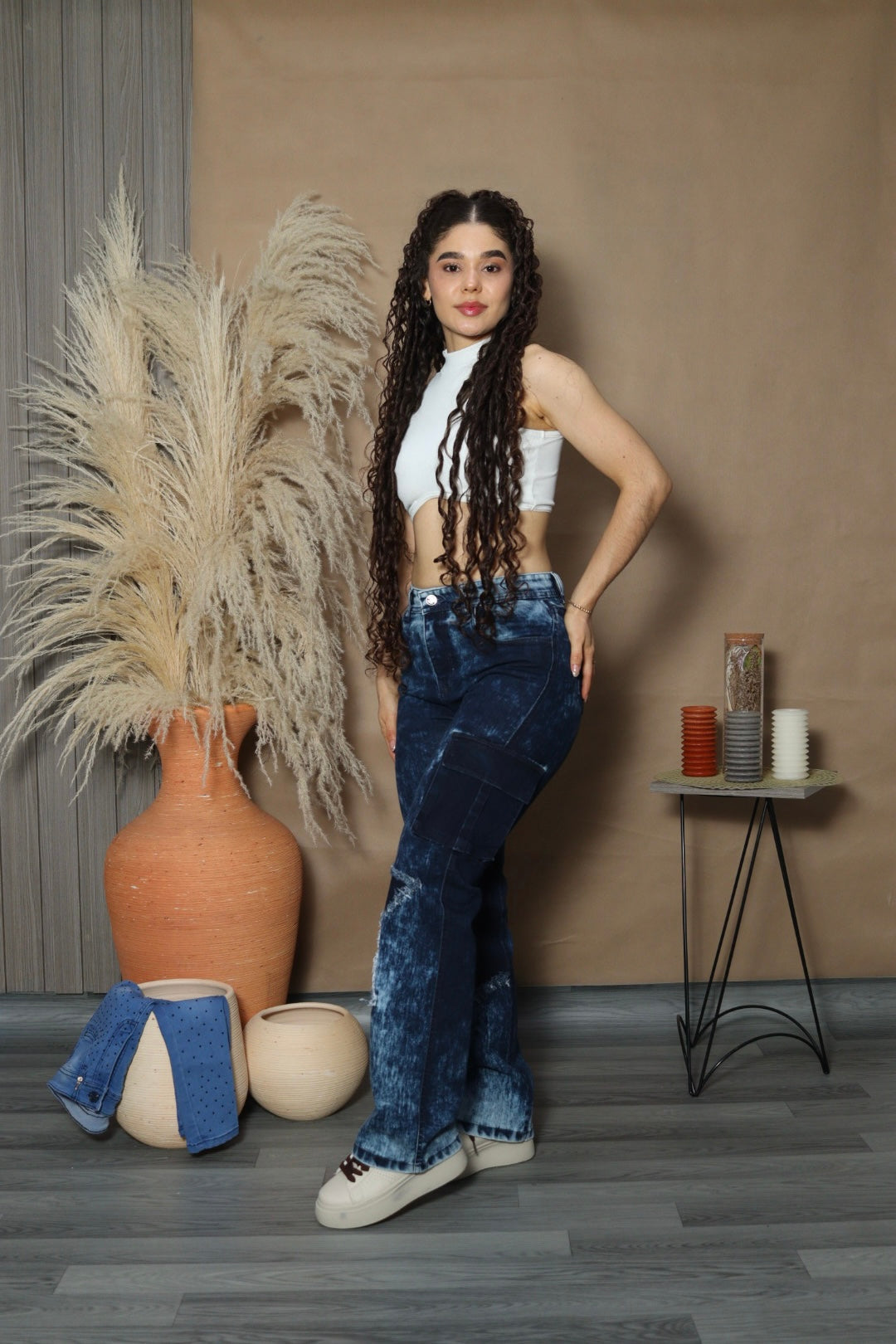 Jean azul oscuro estrella centro straight fit (Ref 18-03)