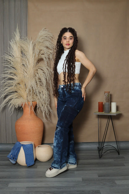 Jean azul oscuro estrella centro straight fit (Ref 18-03)